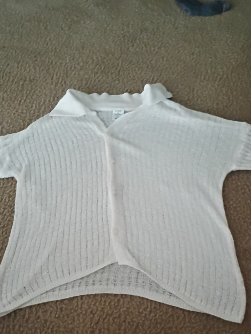 Shade & Shore White Knit Collared Girls' Top